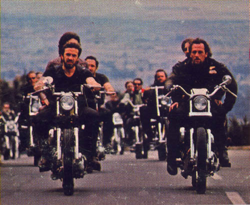 Sonny Barger riding with his Hells Angels brothers.